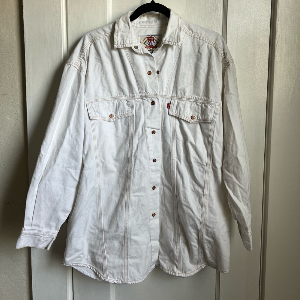 Vintage Oversized White Denim Jacket